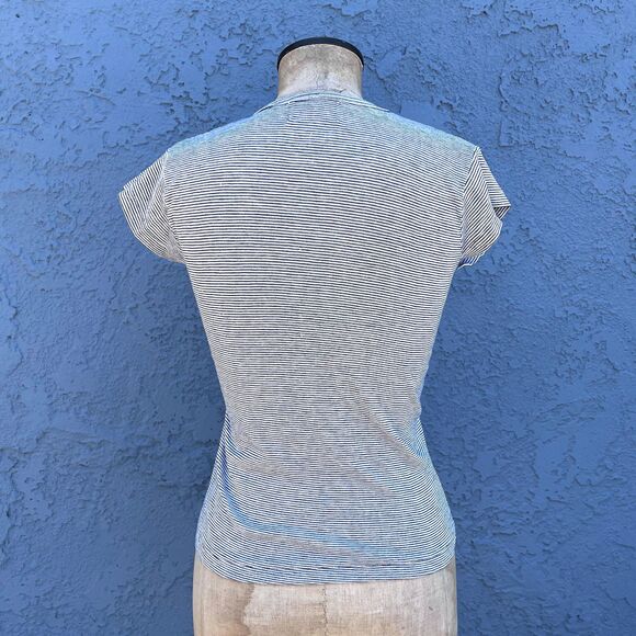 1980s Striped Baby tee Size M/L Retro T-shirt Scoop neck - Picture 9 of 10